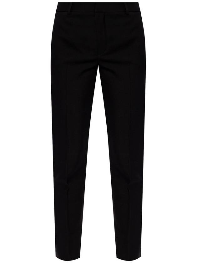 Gabardine Virgin Wool Straight Pants Black - SAINT LAURENT - BALAAN 1