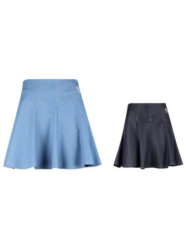 Women s Dart Flare Denim Culottes Skirt YD4M107W - LUX GOLF - BALAAN 3