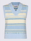 Striped Soft Wool Gilet Vest Light Blue - GANNI - BALAAN 2