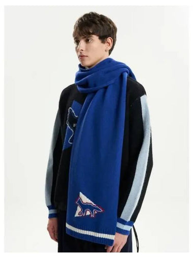 And Wonder MK Unisex Knit Shawl Muffler Blue Domestic Product - MAISON KITSUNE - BALAAN 1