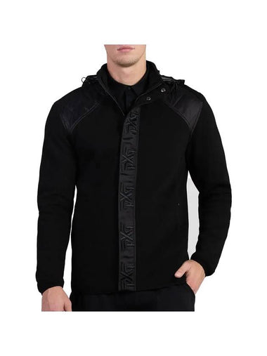 Hybrid Full Zip-up Hooded Knit Jacket Black - PXG - BALAAN 1