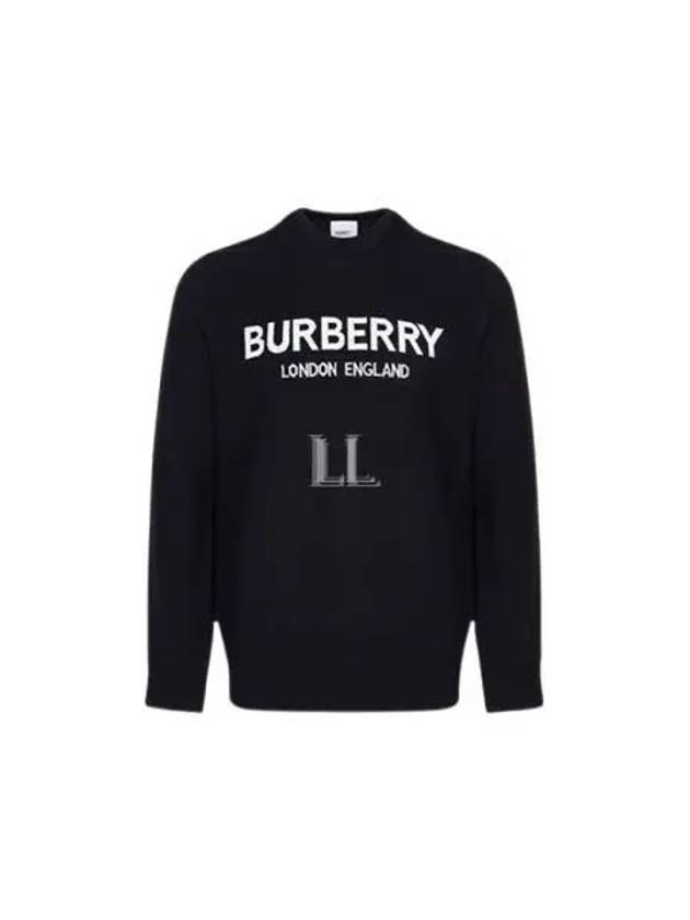 Jacquard Logo Wool Knit Top Navy - BURBERRY - BALAAN 2