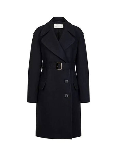 Women s Belted Wool Peacoat Navy - DRIES VAN NOTEN - BALAAN 1