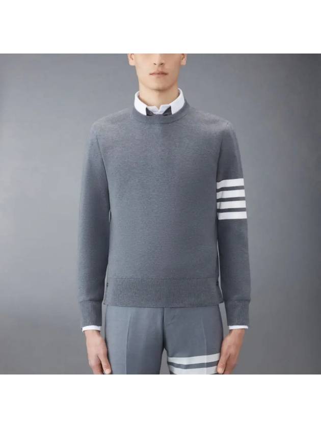 4 Bar Armband Milano Stitch Knit Top Mid Grey - THOM BROWNE - BALAAN 2