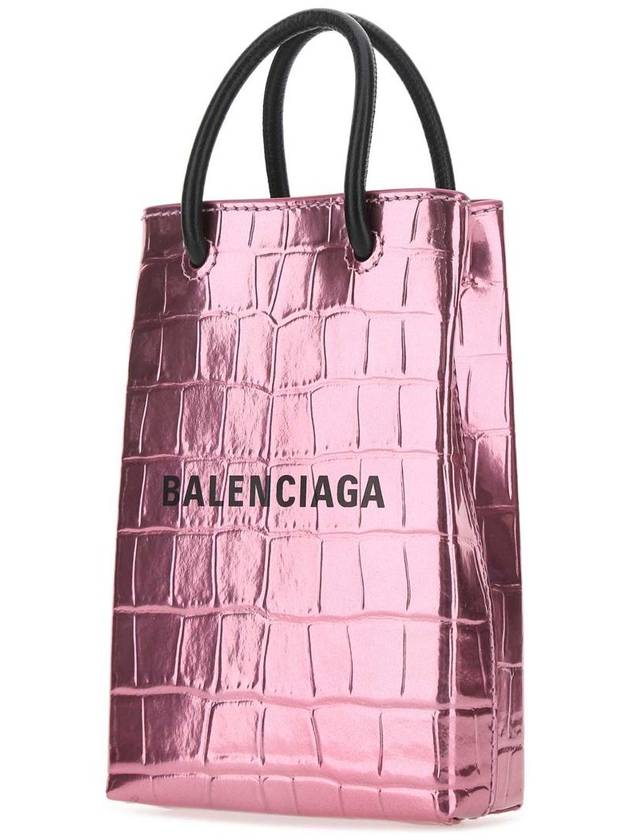 Crocodile Embossed Phone Holder Mini Cross Bag Pink - BALENCIAGA - BALAAN 3