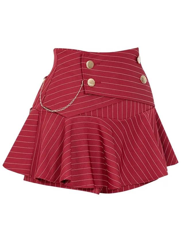 Women s Golf Wear Double Button Stripe Culotte Pants Wine - J JANE - BALAAN 3