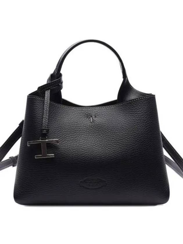 Logo Charm Leather Micro Tote Bag Black - TOD'S - BALAAN 2