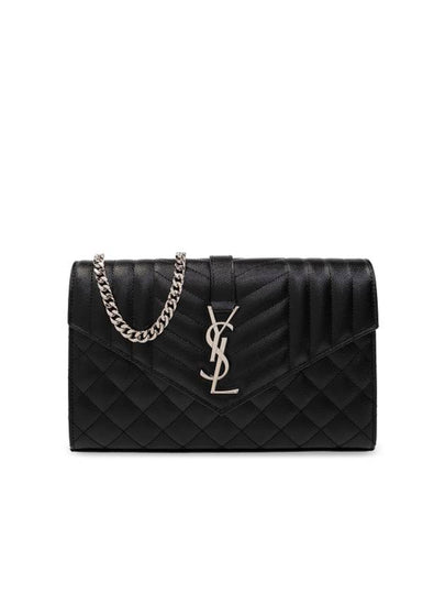 Matelasse Monogram Chain Cross Bag Black - SAINT LAURENT - BALAAN 2