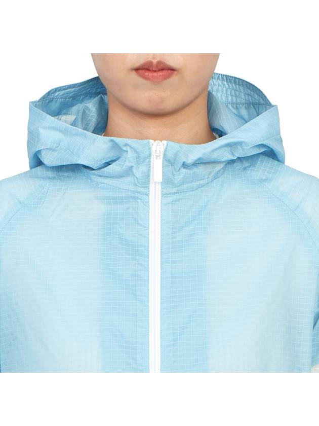 4 Bar Ripstop Polyamide Windbreaker Light Blue - THOM BROWNE - BALAAN 7