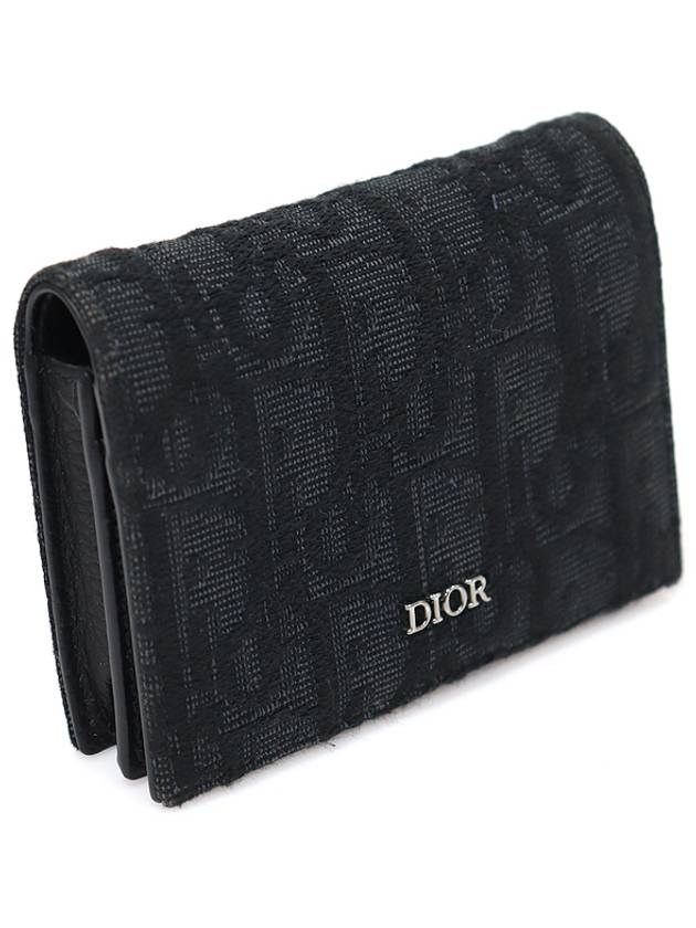 2ESCH136YSE H03E Black Oblique Jacquard Business Card Wallet - DIOR - BALAAN 3