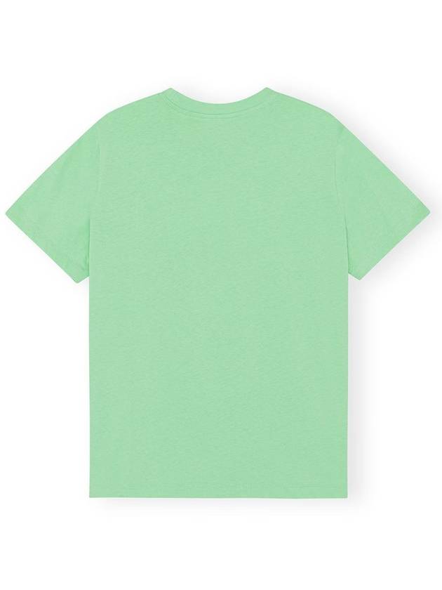 Smiley Relaxation Logo Round Neck Cotton Short Sleeve T-Shirt Green - GANNI - BALAAN 3