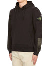 Logo Patch Brushed Cotton Hoodie Black - STONE ISLAND - BALAAN 3