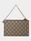 Double G Logo Patch Strawberry Clutch Bag Beige Brown - GUCCI - BALAAN 4