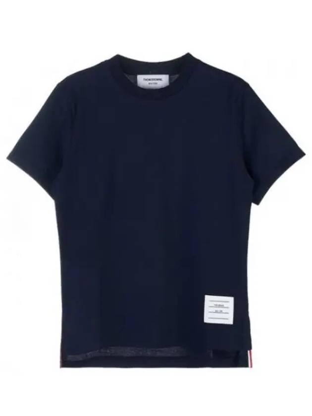 Logo Patch Lightweight Jersey Relaxed Fit Short Sleeve T-Shirt Navy - THOM BROWNE - BALAAN 2