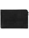 Intreciato Weaving Zipper Clutch Bag Black - BOTTEGA VENETA - BALAAN 2