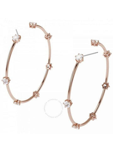 Swarovski Ladies Constella Hoop Earrings White Rose-Gold Tone Plated - SWAROVSKI - BALAAN 1