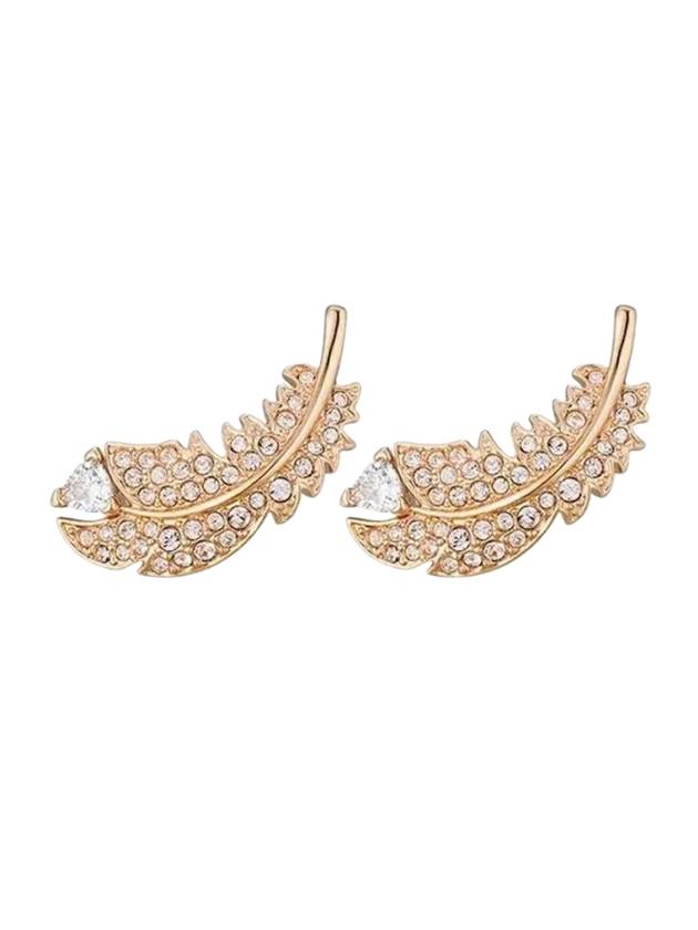 Idyllia Nice Feather Stud Earrings Rose Gold - SWAROVSKI - BALAAN 1