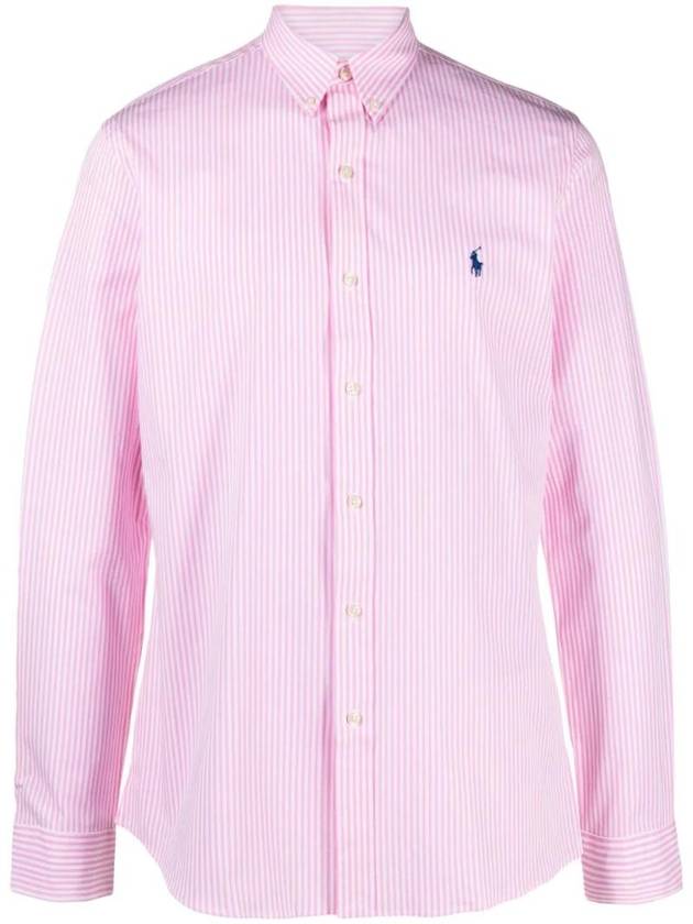 logo embroidery striped shirt 710929344 - POLO RALPH LAUREN - BALAAN 1