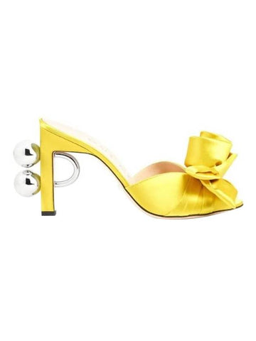 Women's Spear Open Toe Satin Sandals Heel Yellow - GUCCI - BALAAN 1