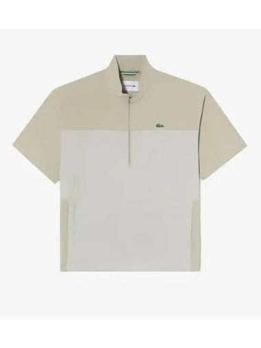 Men s Golf Block Type Short Sleeve Anorak Beige - LACOSTE - BALAAN 1