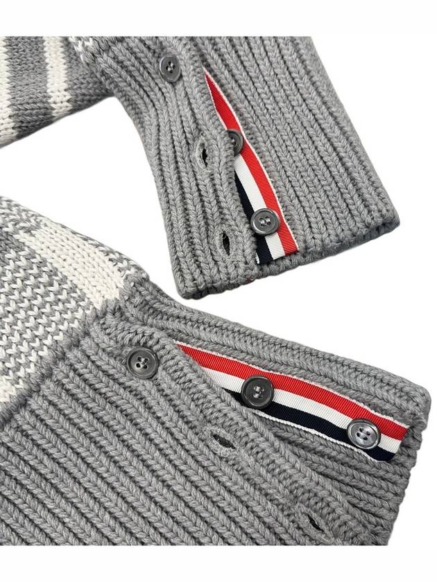 Men's 4 Bar Gingham Check Jacquard Knit Top Grey - THOM BROWNE - BALAAN 5