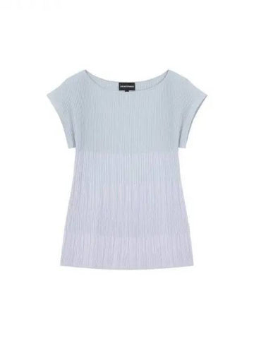 Women s Color Block Ribbed Knit Top Blue 271042 - EMPORIO ARMANI - BALAAN 1