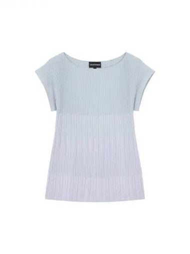 Women s Color Block Ribbed Knit Top Blue 271042 - EMPORIO ARMANI - BALAAN 1