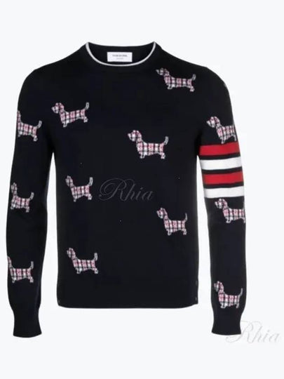 4-Bar Relaxed Hector Pullover Wool Knit Top Navy - THOM BROWNE - BALAAN 2