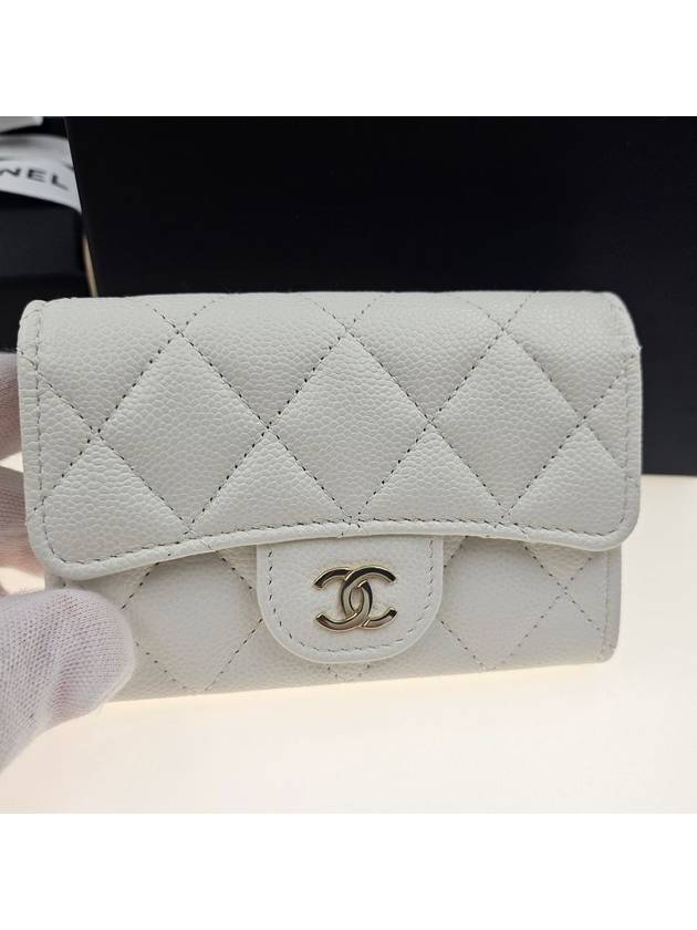 Classic snap wallet caviar white gold coin card AP4096 - CHANEL - BALAAN 2