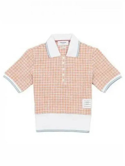 Checked Tweed Shrunken Short Sleeve Polo Pink - THOM BROWNE - BALAAN 2