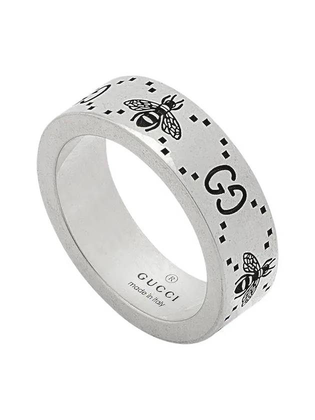 GG Logo Bee Engraving Wide Ring Silver - GUCCI - BALAAN 5