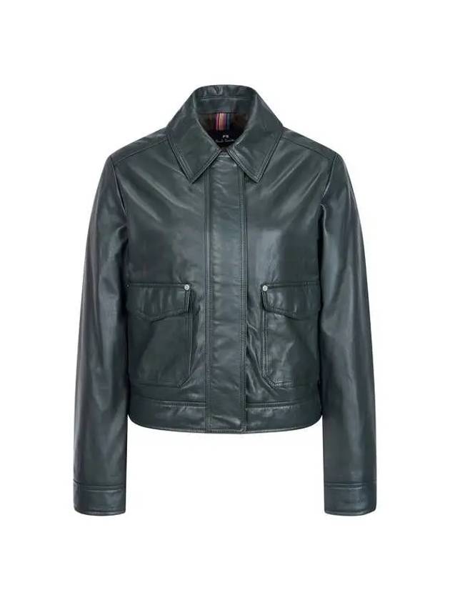 PS Women s Pocket Point Leather Jacket Charcoal 270420 - PAUL SMITH - BALAAN 1