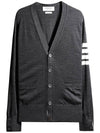 Men's Sustainable Classic Diagonal Wool Cardigan Dark Grey - THOM BROWNE - BALAAN 4