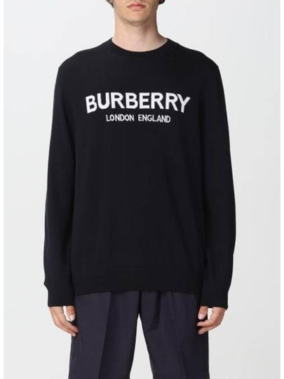 Jacquard Logo Wool Knit Top Navy - BURBERRY - BALAAN 2