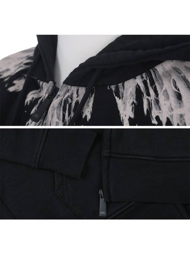 Wings Print Cotton Zip-Up Hoodie Black - MARCELO BURLON - BALAAN 7