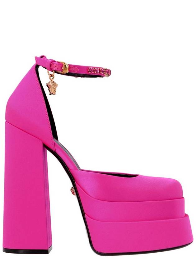 Medusa Evitas Satin Double Platform Pumps Heel Fuchsia - VERSACE - BALAAN 3