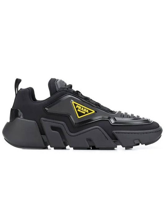 Logo Techno Stretch Fabric Low Top Sneakers Yellow Black - PRADA - BALAAN 2