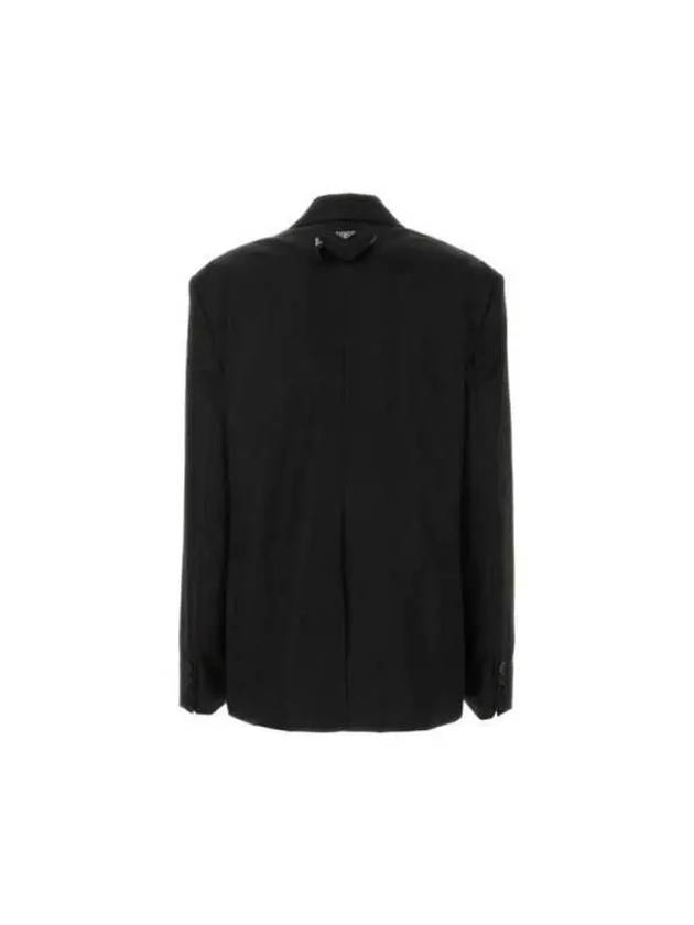 triangle logo single-breasted nylon blazer jacket black - PRADA - BALAAN 3