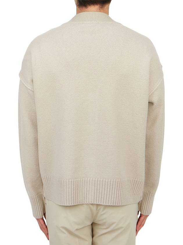 De Coeur Logo Wool Cardigan Light Beige - AMI - BALAAN 4