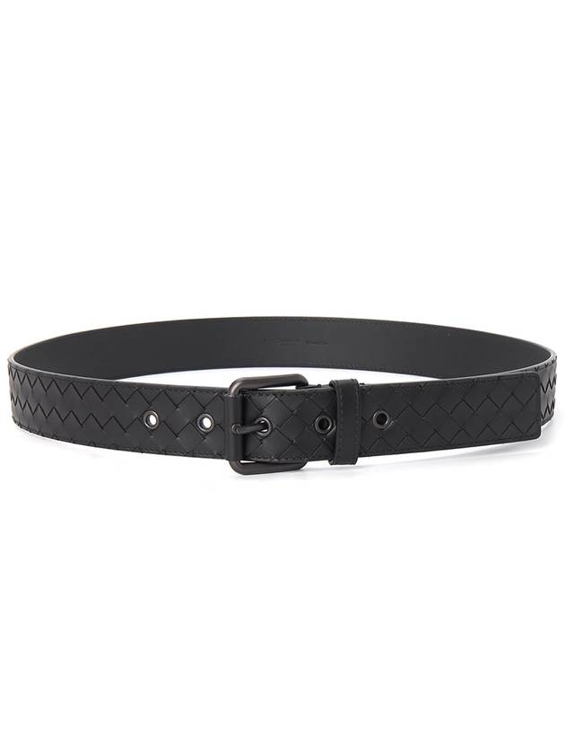 Intrecciato Leather Belt Black - BOTTEGA VENETA - BALAAN 3