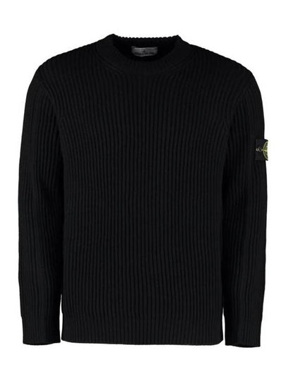 Full Rib Wool Knit Top Black - STONE ISLAND - BALAAN 2