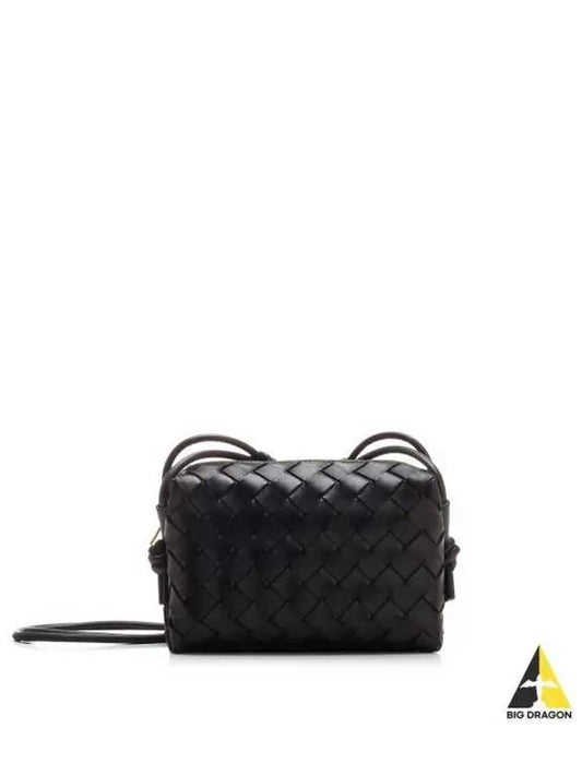 Intrecciato Loop Small Leather Cross Bag Black - BOTTEGA VENETA - BALAAN 2