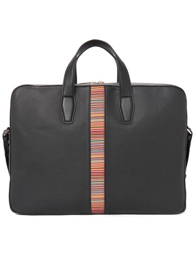 signature striped leather briefcase black - PAUL SMITH - BALAAN 2
