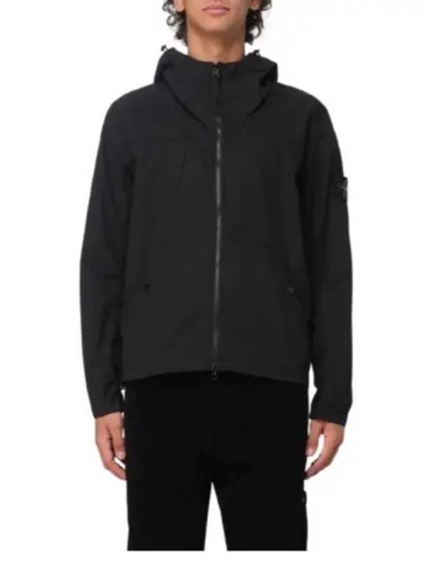 Supima Cotton Twill Stretch-TC Over Hooded Jacket Black - STONE ISLAND - BALAAN 2