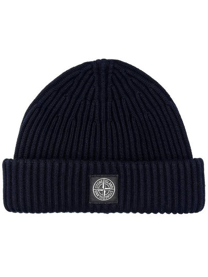 N22C3 Full Rib RWS Wool Beanie Navy - STONE ISLAND - BALAAN 2