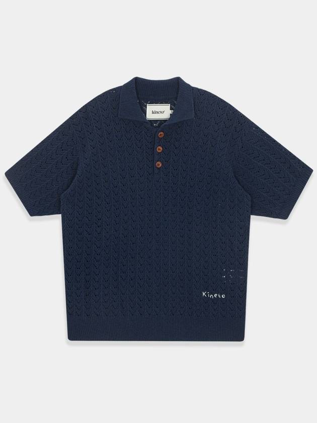 Crochet Punching Polo KnitRoyal Navy - KINETO - BALAAN 3