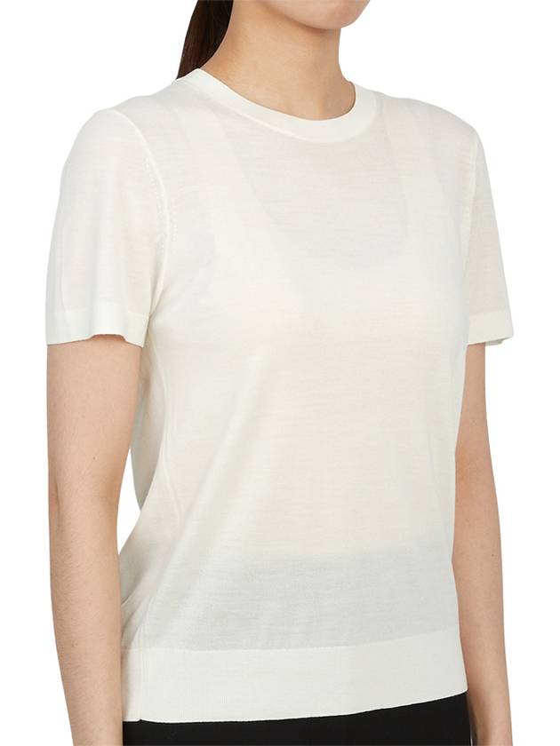 Women's Regal Wool Slim Crew Neck Short Sleeve T-Shirt Ivory - THEORY - BALAAN 4