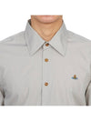 Men's Embroidered ORB Long Sleeve Shirt Grey - VIVIENNE WESTWOOD - BALAAN 6