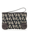 Toile Iconographe Fabric Clutch Bag Brown - VALENTINO - BALAAN 1