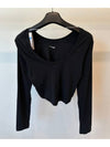 Cropped Long Sleeve T Shirt FN3661 010 Black WOMENS M Euro Fit - NIKE - BALAAN 7